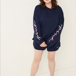 Navy varsity crew neck sweatshirt